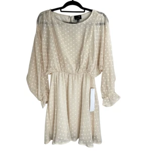 New Urban Outfitters Lumiere Cream Chiffon Babydoll Dress Size L - Picture 1 of 5
