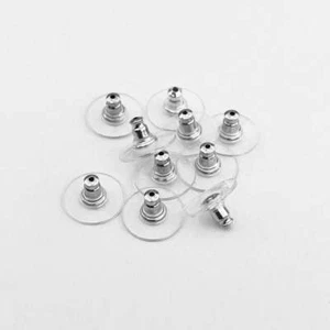 Silver Plated Disc Clutch Earring Backs (Pack Of 5 Pairs) - Picture 1 of 1