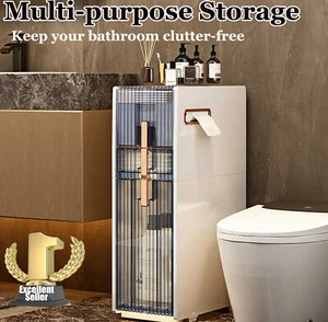 Narrow Storage Cabinet with Wheels & Drawers for Bathroom Kitchen Cabinet UK - Picture 1 of 10