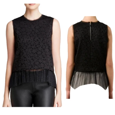Elizabeth and James Laser Cut Asymmetric Lace Detail Sleeveless Top XS - Image 1 of 4