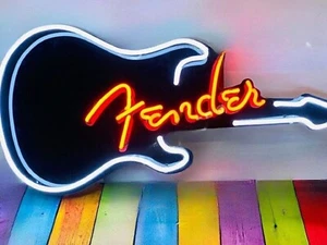 New Fender Guitar Store Open Neon Sign 19"x15" With HD Vivid Printing - Picture 1 of 4