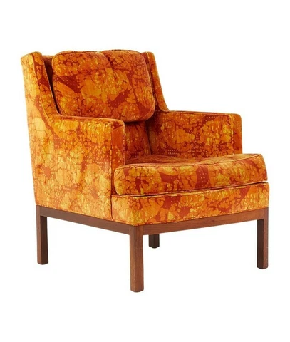 Edward Wormley for Dunbar Mid Century Lounge Chair with Jack Lenor Larsen Fabric Cover