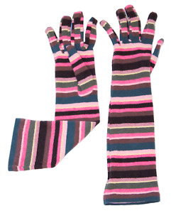 GIUSEPPE MELLONE Long STRIPED Multi FITTED Gloves ITALY One Size