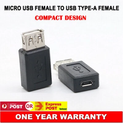 USB 2.0 Type-A Female to Micro USB 5-pin Female Port Converter Adapter Connector - Image 1 of 3