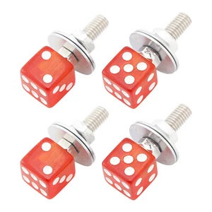 4x Custom DICE License Plate Bolt Screw Red Plastic Motorcycle Chopper Bobber - Picture 1 of 7