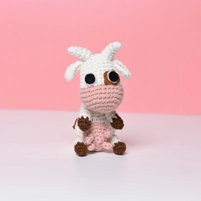 Mini Milk Cow Crochet - Funny Milk Cow Gift - Tiny Crochet Farm Animals - Image 1 of 3