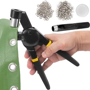 Grommet Tool Kit, 3/8 Inch Grommet Kit, Handheld Eyelet Kit, Manual Grommet P... - Picture 1 of 7