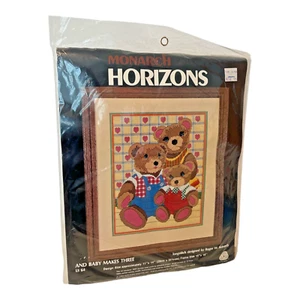 1982 Three Bears Long Stitch Monarch Horizons Crewel Large Kit Teddy Bear Baby - Picture 1 of 10