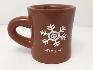 Life Is Good Mug Winter Snowflake Design Diner Style Excellent - Picture 1 of 12