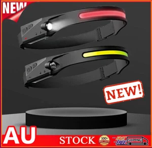 Waterproof COB LED Headlamp Motion Sensor Head Torch USB Rechargeable Headlight - Picture 1 of 7