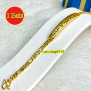 Thai Gold 24k Solid Bracelet Yellow Chain Pendant 1 Baht Jewelry 6.5 in - 7.5 in - Picture 1 of 2
