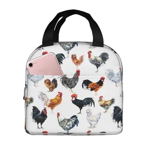 Chicken Print Lunch Bag Lunch Box Insulated Lunch Bag Cooler Tote Box for Wom... - Picture 1 of 7