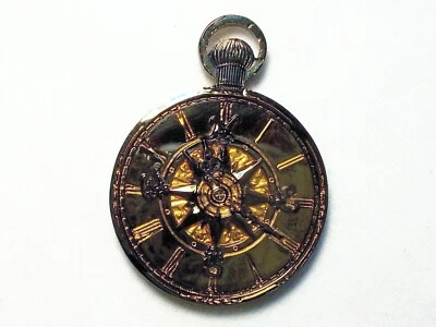 Brújula Reloj Bolsillo - Acabado Negro y Dorado - Nuevo Geocoin No Activado Foto 1 de 2