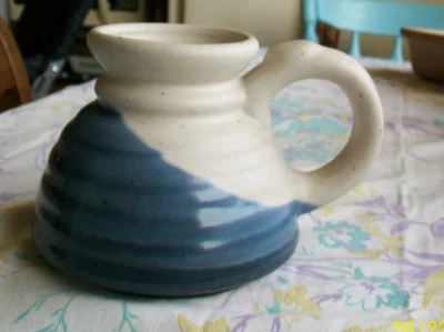 Vintage ceramic Travel Mug - No Spill 12oz blue/white Speckled Stoneware - Image 1 of 4