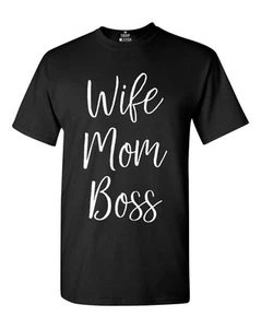 Wife Mom Boss T-shirt Mother's Day Mum Life New Mama Empower For Wife Fun Shirts - Picture 1 of 15