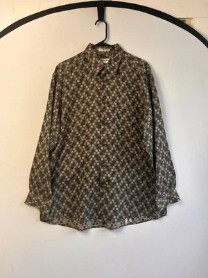 CAMISA DEPORTIVA JHANE BARNES Grande MULTICOLOR Marrón TODO ALGODÓN TEJIDO JAPONÉS Foto 1 de 4