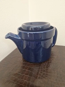 60er Mid Century Pfaltzgraff Rich Blue Glaze Kaffee Tee Kanne 8-550 Steingut - Bild 1 von 11