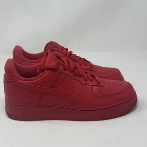 Nike Air Force 1 '07 Low Mens 8 Triple Red Leather Athletic Shoes Sneakers - Picture 1 of 16