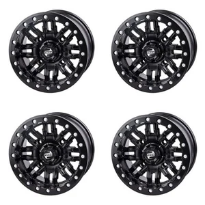 (4 Pack) 4/137 Tusk Nebo Beadlock Wheel 14x7 5.0 + 2.0 Matte Black For CAN-AM - Picture 1 of 7