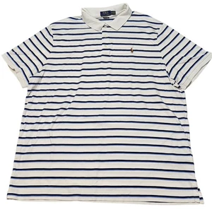 Polo Ralph Lauren Shirt Mens XXL Cotton Slim Fit Short Sleeve Pony Striped - Picture 1 of 11