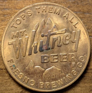 Fresno, California CA Mt. Whitney Beer Tops Them All Snowman Good Luck Token - Picture 1 of 4