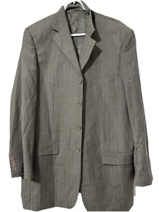 Mantoni Herren 44 L Super 40’s Wolle Anzug Jacke Sport Mantel Blazer grau gestreift - Bild 1 von 8