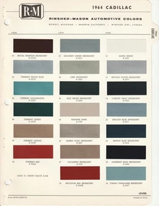 1964 CADILLAC DEVILLE ELDORADO FLEETWOOD SEVILLE PAINT CHIPS R-M - Bild 1 von 2
