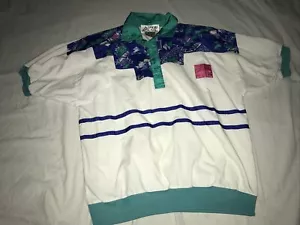 Vintage Casual Isle 90s Short Sleeve Color Block Windbreaker | Size Medium - Picture 1 of 10