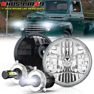 Par de faros LED redondos de 7 pulgadas para Ford F1 1948 1949 1950 1951 1952 Foto 1 de 4