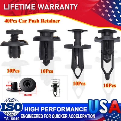 40pcs Car Body Bumper Rivet Retainer Molding Push Pin Clip Trim Accessory - Image 1 of 4