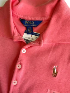 POLO Ralph Lauren Short Sleeve Pony Polo Shirt Coral Jersey Knit Girl's L 12-14 - Picture 1 of 4