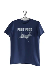Hirsch Fast Food Shirt Herren Hemd Baumwolle Grafik TShirt Jagd Geschenk für Ihn - Bild 1 von 5