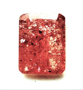NICE 8.75 X 6.75 x 4.5mm FACETED EMERALD CUT FACETED ORANGE SUNSTONE INDIA - Picture 1 of 2