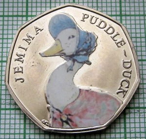 GREAT BRITAIN 2016 50 PENCE JEMIMA PUDDLE DUCK COLOURED BEATRIX POTTER SERIE UNC - Picture 1 of 6