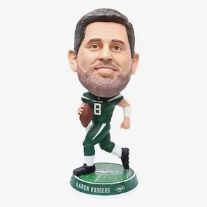 Aaron Rodgers New York Jets 2023 Round Base Home Jersey Bighead Bobblehead NFL - Picture 1 of 1