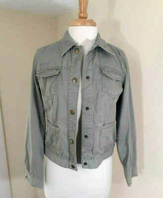 Chaqueta de mezclilla para mujer Caribbean Joe verde militar talla pequeña clásica algodón diario Foto 1 de 4