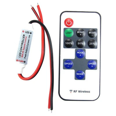 12V Mini 3 Keys RF Wireless Remote Switch Controller Dimmer fit LED Strip Light - Image 1 of 4