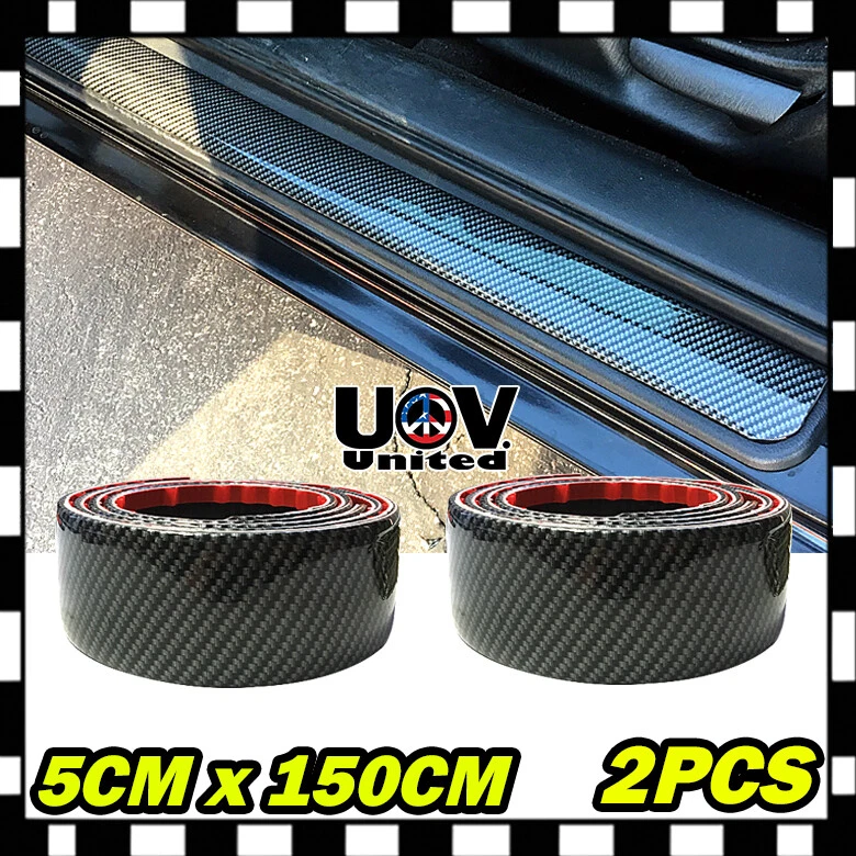 2x Carbon Fiber Sill Door Side Bumper Lip Protective Guard Scratch Molding band - Image 1 of 1