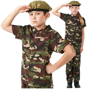 Boys Girls Kids British Army Soldier Military Uniform Fancy Dress Costume 3-10 - Picture 1 of 2