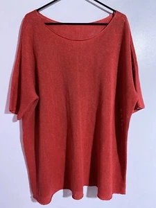 Eileen Fisher Sweater Womens XL Coral Red Hemp Knit Minimalist Beachy Oversized - Picture 1 of 12