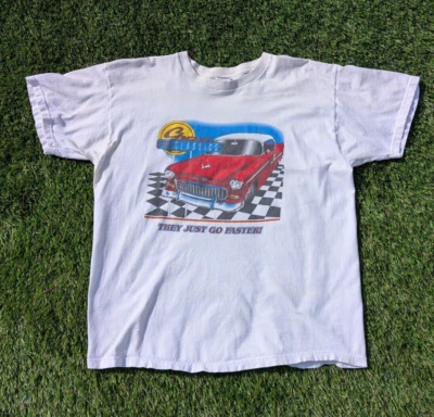 Camiseta De Colección Chevys They Just Go Faster Para Hombre XL Blanca Gráfica FOTL 1990s Foto 1 de 4