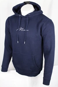 Boohoo Man Signature Over The Head Hoodie Fleece Size Medium Navy Blue - Picture 1 of 3