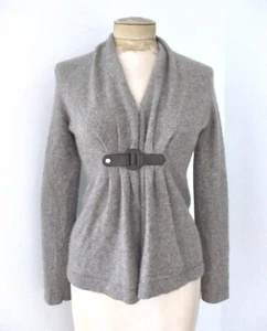 Fenn Wright Manson Gray 2-Ply Cashmere Cardigan Sweater Ruched Empire Belt S - Picture 1 of 7