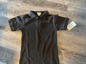 basic line school uniform boys shirt size 8 new with tag solid black w/ collar  - Picture 1 of 2