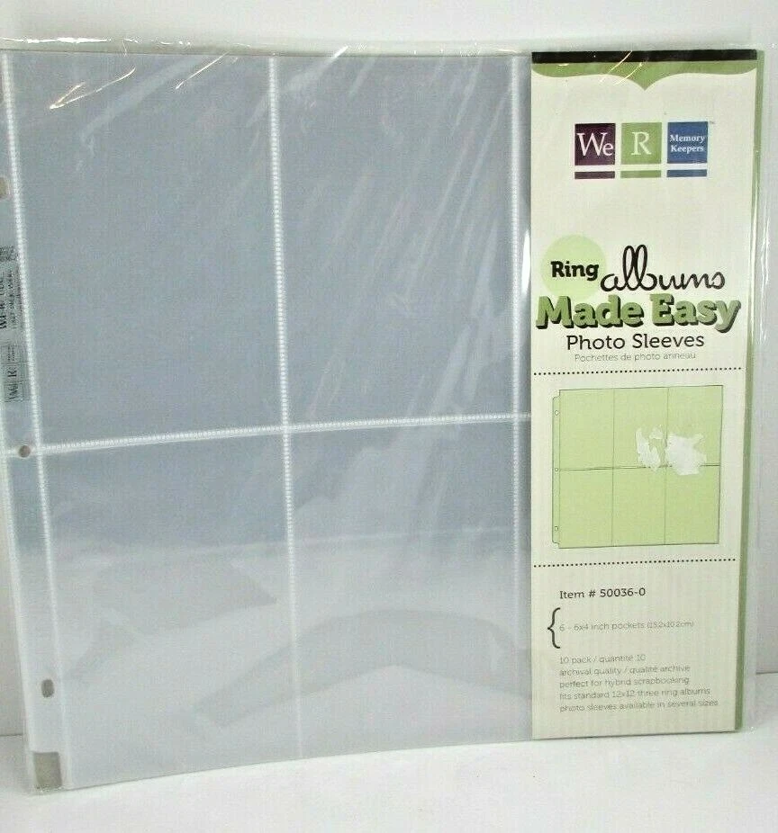 We R Memory Keepers Page Protectors 6 up 6x4" Photo Sleeves 12x12 3 Ring Albums