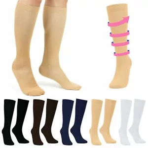 Calze al ginocchio a compressione 20-30 mmHg supporto sollievo prevenzione vene varicose - Foto 1 di 16
