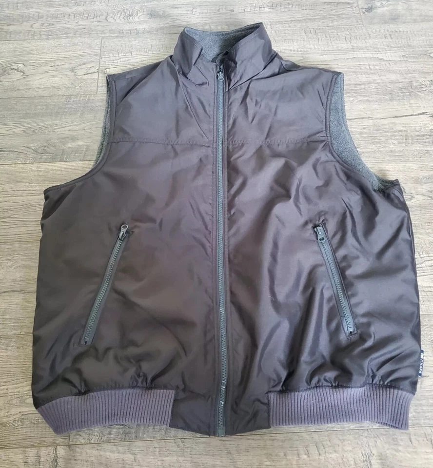 Винтажный мужской черный и темно-серый флисовый зимний жилет Chaps Ralph Lauren с подкладкой XL - Изображение 1 из 4