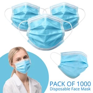 1000x Mascarillas Faciales Desechables Azul 3 Capas Máscara Antipolvo Protectora No Quirúrgica - Imagen 1 de 12
