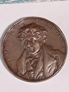 Selten 1844 F.A. Vicomte de Chateaubriand Gedenk-/Ehrenmedaille/Medaillon - Bild 1 von 24