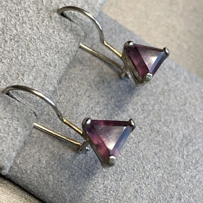 Modernist Vintage Dangle Earrings Estate Jewelry Pre-Owned Triangle Minimalist - Image 1 of 4